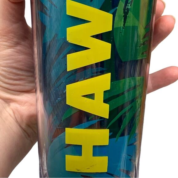 Starbucks Hawaii 24oz Cold Drink Cup Venti Blue Green Palm Tree Tropical Tumbler - Picture 12 of 15